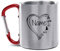 Tassendruck Karabiner Edelstahltasse - mit Herz-Motiv - mit Name selbst gestalten - Geschenk für Camper, Campingtasse, Outdoortasse, Geburtstagsgeschenk, 280 ml I Personalisiert