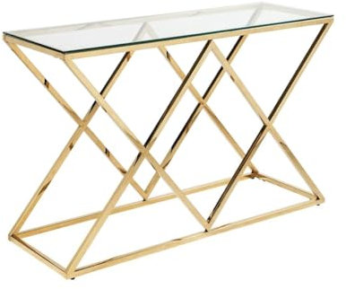Pascal MORABITO - Console Charlotte de Pascal MORABITO - Verre trempé et Acier - Doré