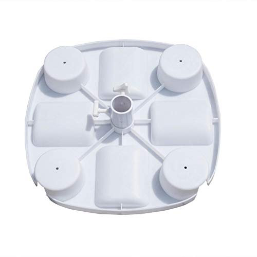 ERZU mesa para sombrilla playa, mesa colgante plástico para sombrilla, con 4 soportes para bebidas y 4 compartimentos para aperitivos (43 x 43 cm, blanco)