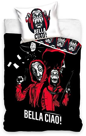 Carbotex bettbezug Money Heist 140x200/70 cm Baumwolle schwarz