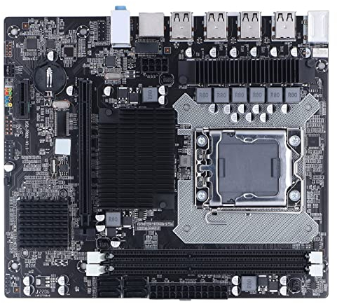 X58 Gaming Motherboard, 2 DDR3 LGA 1366 Pins Gaming Motherboard Support ECC Memory USB2.0 SATA Port PCB Motherboard for Desktop, Computer Accessories