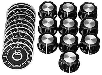 10 Sets Potentiometer-Knopf MF-A03 Dial Knob + MF-A03 Bakelit Knopf mit Skalierplattenblech-Skala Digital Potentiometer