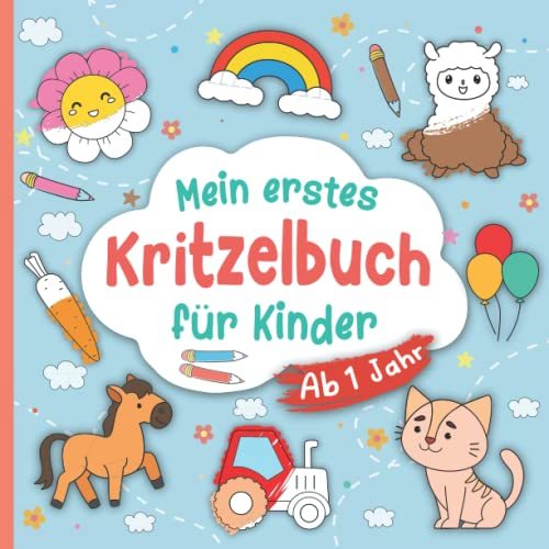 Kritzelbuch ab 1 Jahr: Bezauberndes Malbuch für Kleinkinder mit 60 liebevoll gestalteten Motiven zum Ausmalen | Unterstützt die Motorik und Kreativität | Ausmalbuch Geschenk für Mädchen und Jungen