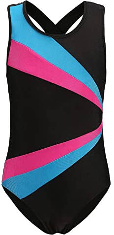 Happy Cherry Mädchen Gymnastikanzug Kinder Ballett Turnanzug mit Schöner Rücken Ärmellos Gym Outfit Atmungsaktiv Schweißableitend Trikotanzug