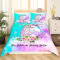 Einhorn Bettbezug 155x220 Mädchen Prinzessin Schlafzimmer Dekor Kawaii Regenbogen Einhorn Bettwäsche Set Cartoon Funkelnde Sterne Bettbezug Süßes Liebes Herz Muster Rosa Bettbezug mit 2 Kissenbezüge