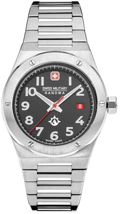 Swiss Military Hanowa Herren Armbanduhr in der Farbe Grau, Bandmaterial: Edelstahl, Gehäusedurchmesser: 43mm, SMWGH2101902
