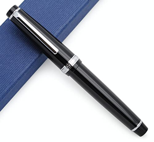 JINHAO 82 Fountain Pen with Silvery Clip (F Nib 0.5mm, Black)