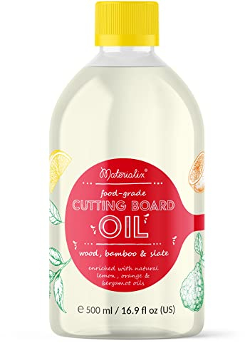 Materialix Aceite para tabla de cortar, limón, naranja y begamota (limón, naranja y bergamota, 500 ml)