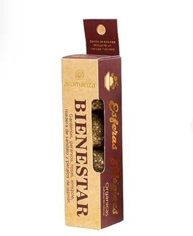 Aromanza Lot de 4 sphères d'encens magiques biologiques de qualité supérieure Fait à la main Breath Nature Sentez-vous mieux cadeau (Gardénias/géraniums/roses/musc/bois de santal/jasmin/bien-être)