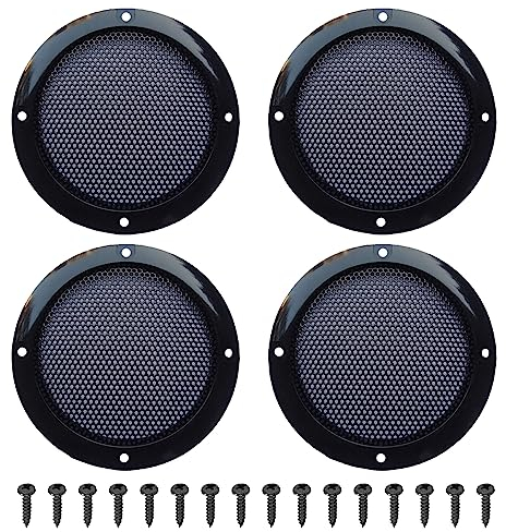 Xiatiaosann Cubierta de rejilla de altavoz de 4 pulgadas, repuesto de rejilla de altavoz de malla metálica para altavoces de woofer de 4 pulgadas, con tornillos (paquete de 4)