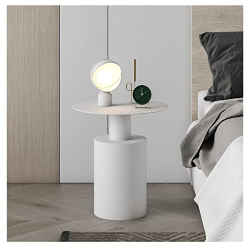 ANIIC Mesa Centro Salon Mesita De Noche De Hierro, Mesita De Noche para Dormitorio, Mesa De Almacenamiento, Mesa Auxiliar Pequeña, Mesa De Esquina Mesa De Centro (Color : Bianco, Size : 40 * 50cm)