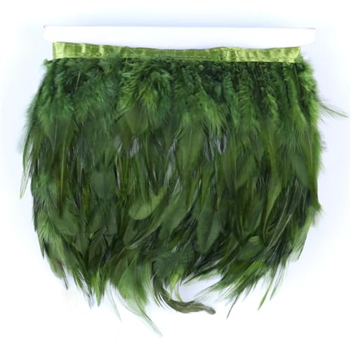 5 Meter/los Leder Rosa Hahn Hals Hackel Feder Trim Band Fasan Federn für Kleidung DIY Olive EN8