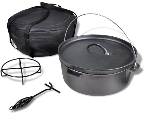 GuyAna Holländischer Ofen 11,3 l mit Zubehör Dutch Oven Petromax Gusseisen Topf Set