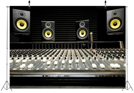 BELECO 8x6ft Fabric Music Speaker Backdrop Mixing Console Speaker Boombox Record Studio Music Background Musical Theme Party Decorations Birthday Shoot Photo Studio Props Wallpaper