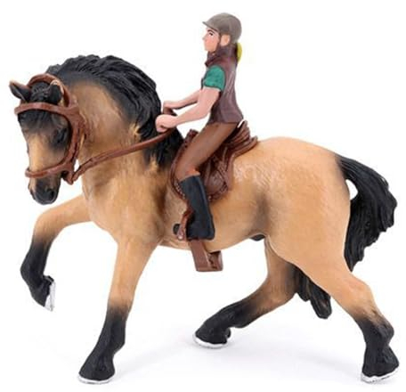 KJoet Realistische Pferdefiguren, Pferde Tierfiguren mit Reiter und Sattel, Pädagogisches Spielzeug