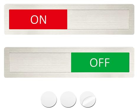LoYinLo On Off Sign, Stainless Steel, Slider Door Indicator, 7'' x 1.5'' - Silver, Minimalist Style, Home, Office, Restroom, Hospital, Electrical Equipment, Heating Devices