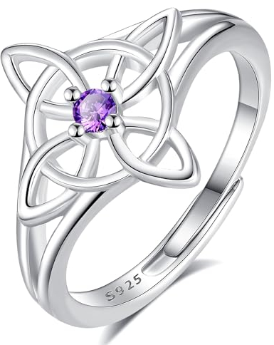 AEONSLOVE Hexenknoten Ring Damen Silber 925 - Irisch Keltischer Verstellbarer Ring - Witchcraft Offener Ring für Frauen - Wicca Hexen Schmuck