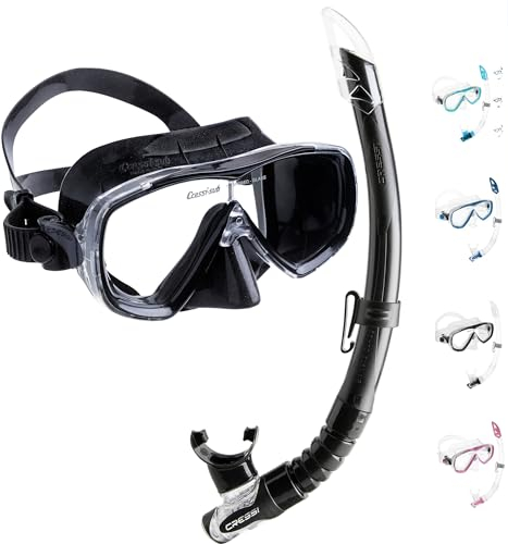 CRESSI Unisex-Adult Gamma Estrella Mask + Snorkel Combo Set zum Schnorcheln und Tauchen, Schwarz/Schwarz, Einheitsgröße
