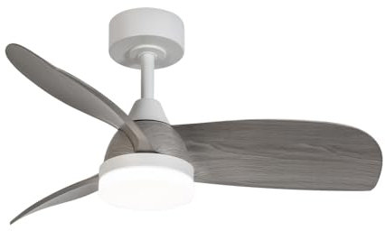 wonderlamp - Ventilador de techo LED 18W Borse Blanco+Gris CCT 3000-4000-6000K, Intensidad regulable Con Mando ø90cm