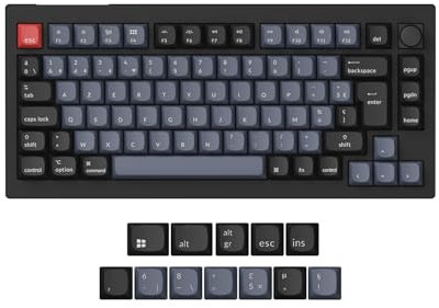 Keychron V1 Max 75% Mise en Page Clavier Mécanique sans Fil Personnalisé, 2.4GHz Bluetooth Cable Connection QMK/VIA Programmable, Hot-swap Gateron Jupiter Rouge Switch pour Mac/Windows/Linux FR Layout