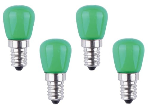 Jiotouhu E14 LED Glühbirne 220V Kühlschrank Birnen Ersatz für Appliance Kühlschrank Dunstabzugshaube, Grün (4er Pack)