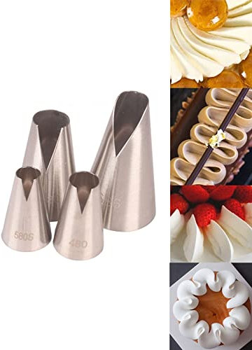 St. Honore Lot de 4 douilles ondulées en forme de V pour décoration de gâteaux