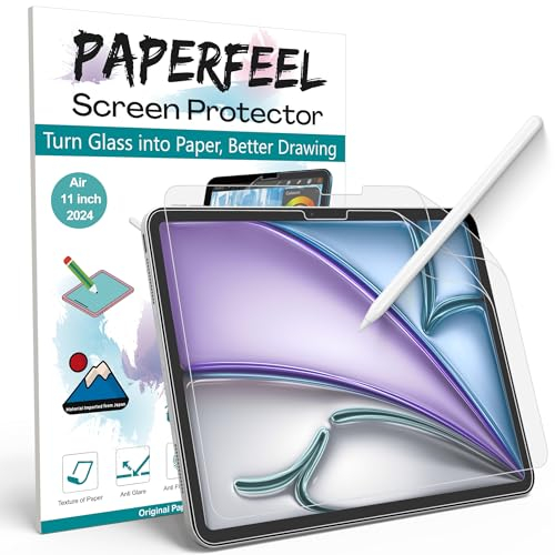 PAPERFEEL 2 Unités Protection Écran pour iPad Air 11 Pouces M3 2025 et iPad Air 11 Pouces M2 2024, Protecteur D'écran en PET Papier Mat pour iPad Dessiner, Anti-Reflet, Anti-empreintes Digitales