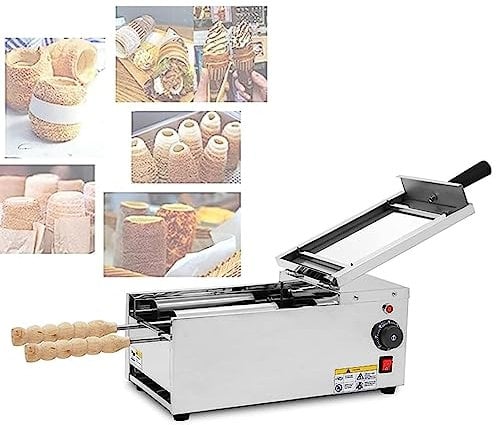 Macchina per torte con camino commerciale da 1600 W, con 2 rulli, intervallo di temperatura 50 °C ~ 300 °C, per snack bar con cucina domestica per ristoranti