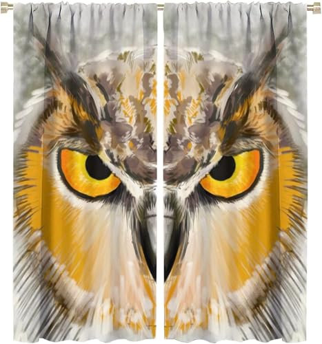 3D Kinderzimmer Verdunkelungsvorhänge Tier Eule 140 (B) X 160 (H) cm Polyester Vorhänge Mit Ösen Für Schlafzimmer Erwachsenezimmer Moderne Wohnzimmerdekoration - 2Er Set - Vorhang Für D 9426351418508