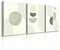 Muralo - Wandbilder Set - Leinwand Bilder Set Aufhängefertig - Bilder für Wohnzimmer Schlafzimmer - Moderne Wanddeko - Grüne abstrakte Ornamente - 3 Bilder 30 x 40 cm
