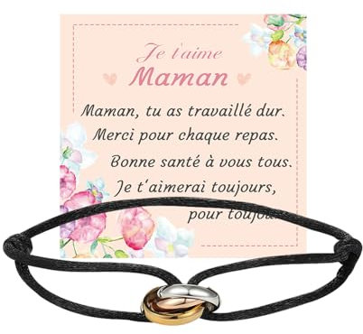 QianSiLi Armband mit Ring, Dreifarbig, Rote Glücksarmbänder, Armband für Damen und Herren, Verstellbar, Edelstahl(3)