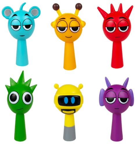 6PCS Sp-runki Spielzeugfiguren Set, Bunte Sp-runki Action Figures für Kinder und Erwachsene, Gamer und Deko, Cake Topper Mini Figures Set for Kids Shower Birthday Theme Party Supplies