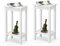 COSTWAY 2 er Set Beistelltisch mit Regal, 2-stöckiger hoher Sofatisch mit 4 Massivholzbeinen, Rechteckiger Ablagetisch Flurtisch Holz, Pflanzentisch Holztisch für Wohnzimmer Schlafzimmer (Weiß)