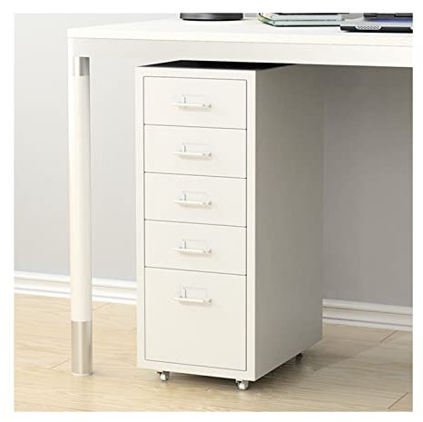 Aktenschrank aus Metall mit Rollen, komplett montiert, Büroschrank mit 5 Schubladen, für rechtliche / A4-Akten (Modell 1,4 mm)