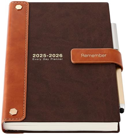 Mljtoyo Agenda 2025-2026 formato A5 pagina al giorno, copertina rigida, agenda annuale da luglio 2025 giugno 2026, pianificatore giornaliero mensile con penna, adesivi, tasca interna, Rose
