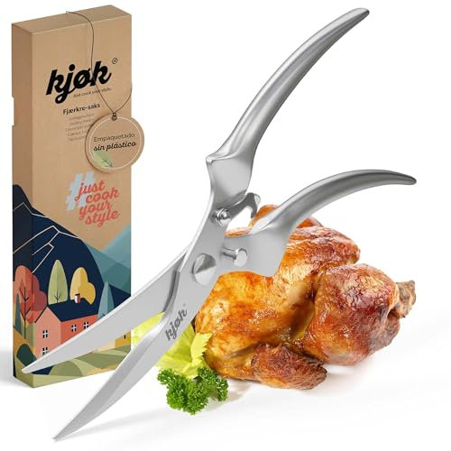 kjøk Premium Ciseaux à Volaille en Acier Inoxydable – Ciseaux de cuisine pour découper la volaille – Ciseaux à découper pour poulet, oie ou canard, l’ustensile de cuisine idéal pour les professionnels