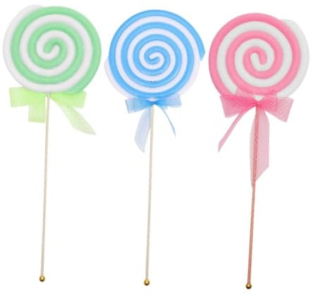 Vaguelly Lutscher Simulation Modell 3 Stück Schaumstoff Lollipop Deko Bunte Requisiten für Schaufenster Foto Party Geburtstag Süßigkeiten Dekoration 1 Rot 1 Grün 1 Blau Langlebig Realistisch Ca 20cm