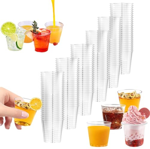 Behiruch 200 Piezas vasos chupito plastico, 30 ml, vasos de chupito, vaso hechos de plástico PS, transparentes de plástico, para degustaciones, Bodas Cumpleaños y Navidad