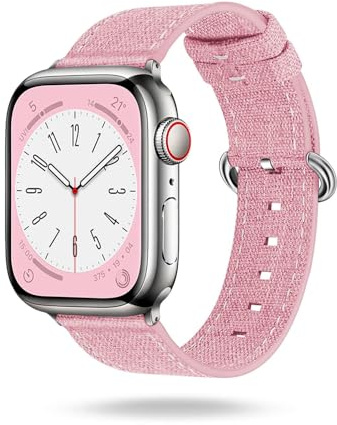 ONEFLOW Urban Strap Compatible con Apple Watch Ultra 3 (49 mm) pulsera de lona, correa de nailon, deportiva, iWatch, pulsera de nailon, correa de reloj de pulsera, correa de reloj textil, rosa