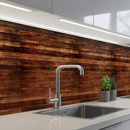 KitchenYeah© Crédence Adhésive Résistant À La Chaleur 60x250 cm Protection Mur Cuisine Panneaux Muraux Adhesif Panneau Decoratif Interieur Bois dur - Robuste - Motifs