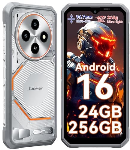 Blackview FORT 2 Rugged Smartphone Android 15, 245g/10.7mm Celluare Antiurto, 24GB+256GB/2TB Telefono Indistruttibile, Gemini AI, IP68/NFC/OTG/Face ID/2 Anni Garanzia