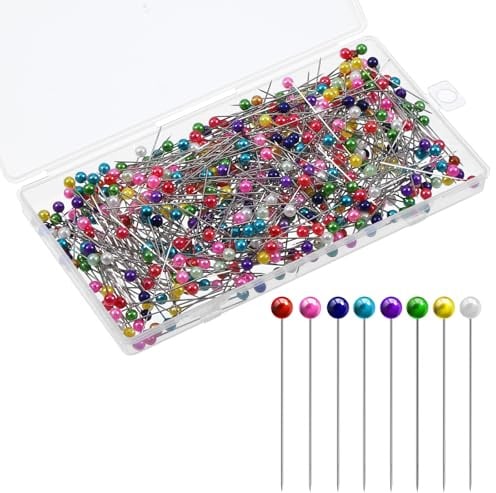 500 Stück Stecknadeln mit Kopf, 40mm Bunte Stecknadeln Nähen Mehrfarbig Sewing Pins Quiltzubehör für Basteln Nähen Quilten Handwerk Schmuck Making
