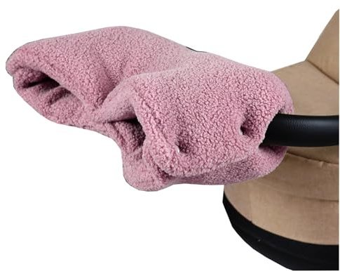 BabyLux Bouclé Handwärmer – Warmer Kinderwagen/Buggy Handmuff für Winterspaziergänge – Weich, Winddicht, Waschbar, Universalgröße - Eltern lieben ihn (Bouclé - Rosa)