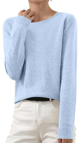 Strickpullover Damen Elegant Einfarbig Strickpulli Herbst Winter Merinowolle Pullover Dünne Feinstrick Winterpullover Stretch Warm Wollpullover Basic Rundhals Pulli Kaschmir Gestrickter Sweater S-3XL