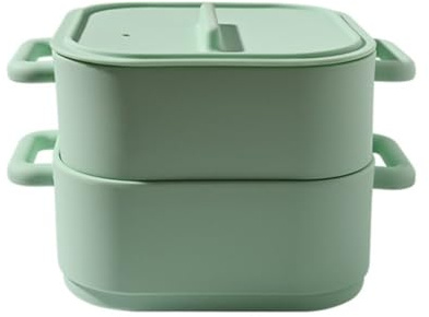 NiuLumea Olla de vapor de silicona para microondas, recipiente de almacenamiento de alimentos con asa para verduras, pescado, aves de corral, resistente al calor y al frío, reutilizable (2 unidades
