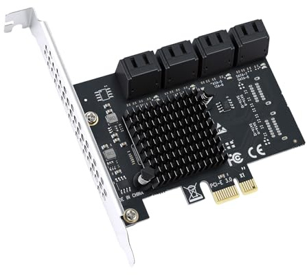 ELUTENG - Scheda PCIe, SATA, 8 porte, 6Gbps PCIe a SATA Adapter, SATA 3.0 Controller, scheda PCI Express X1 di espansione per PC desktop, supporto SSD HDD, boot come disco fisso di sistema