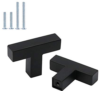 goldenwarm Möbelknöpfe Matt-Schwarz Edelstahl Schubladengriffe Stangenknöpfe Modernes T Schrankgriffe Gesamtlänge 50mm Küchengriff Relingknöpfe Stangenknöpfe,10er-Pack