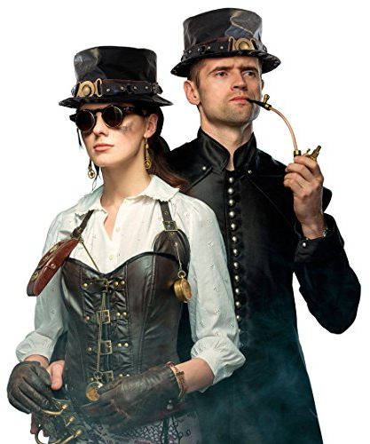 NET TOYS Gothic Zylinder Steampunk Hut Zylinderhut Retrolook Lederhut Lederzylinder