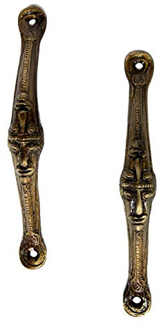 eSplanade Türgriff aus Messing, Tribal-Gesichter, 2 Stück, Heimdekoration, Türdekoration, 16,5 cm