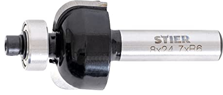 STIER Hohlkehlfräser mit Kugellager HM (HW), Ø 24,7 mm, Schaft Ø 8 mm